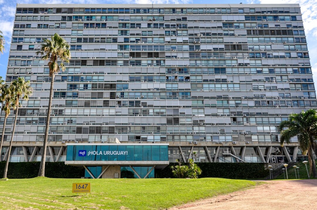 Modern office building exterior in Montevideo