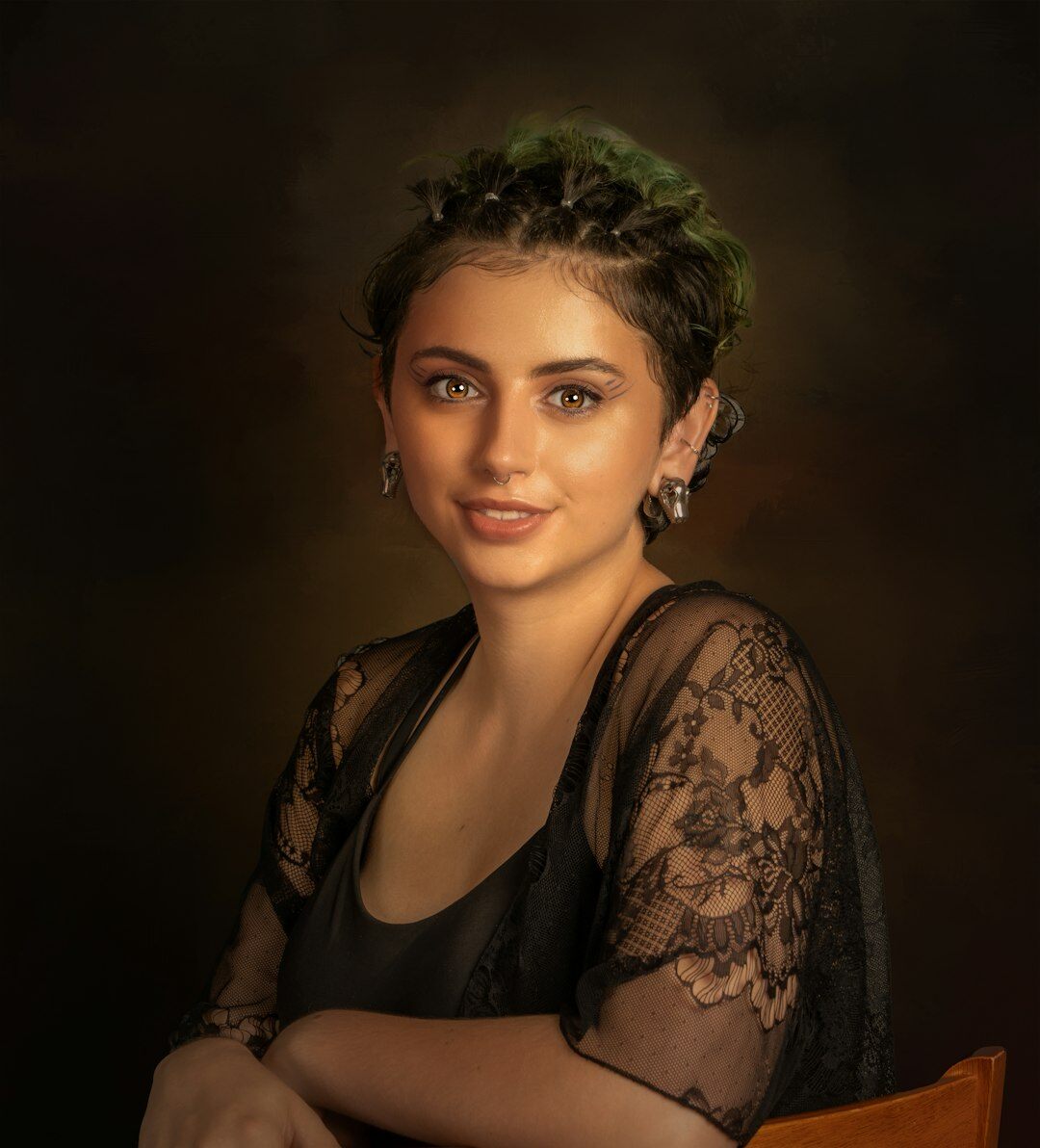 Portrait of a young Uruguayan female pop singer on stage