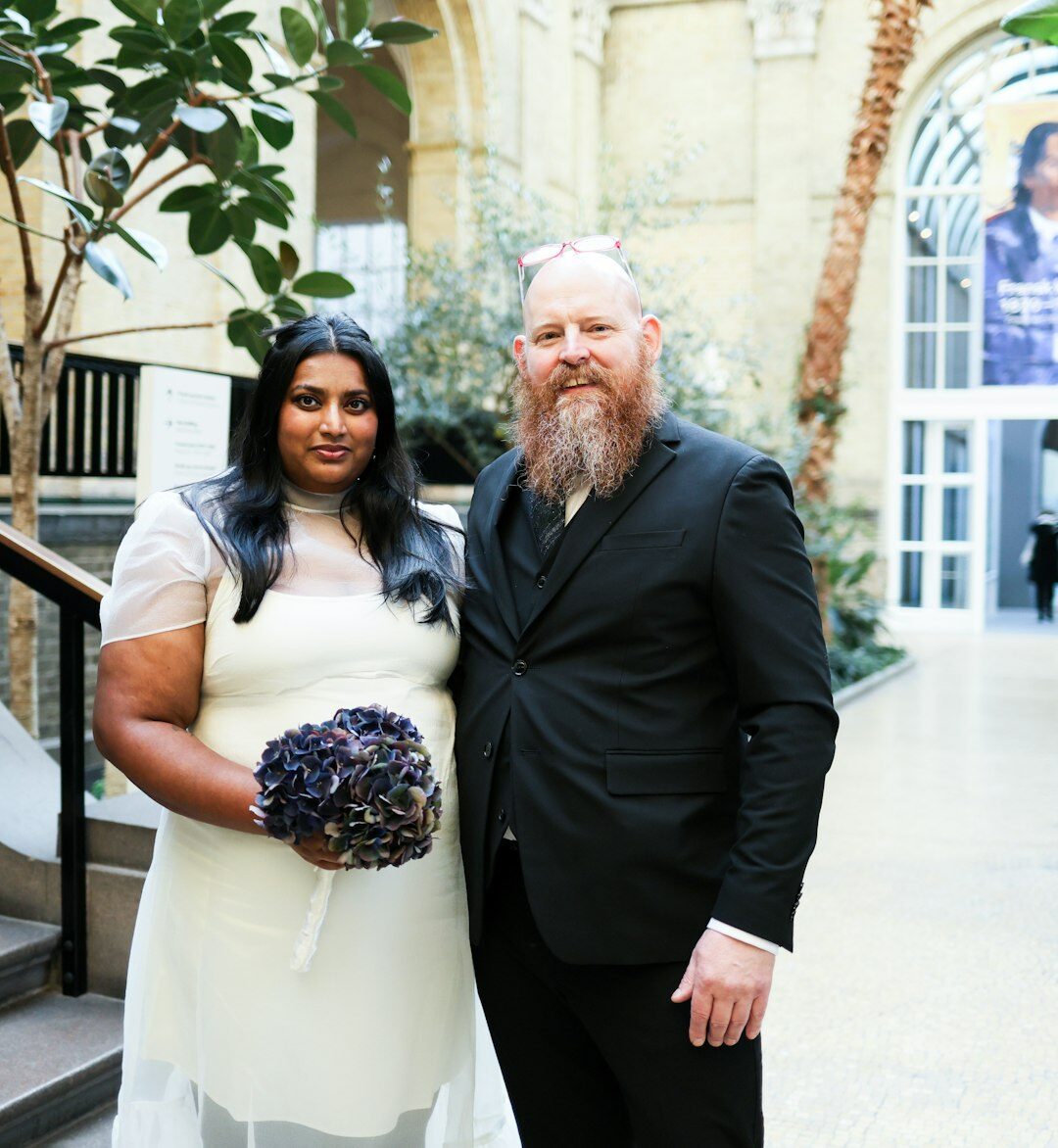 Elegant couple at a celebrity wedding celebration